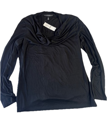 #ad #ad White House Black Market Double Layer Drape Neck Top NWT Womens L Dark Fairy $21.00