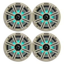 Kicker 8" 300W 2-Way Marine MultiColor LED Boat Speakers Qty 4 w/White Grilles