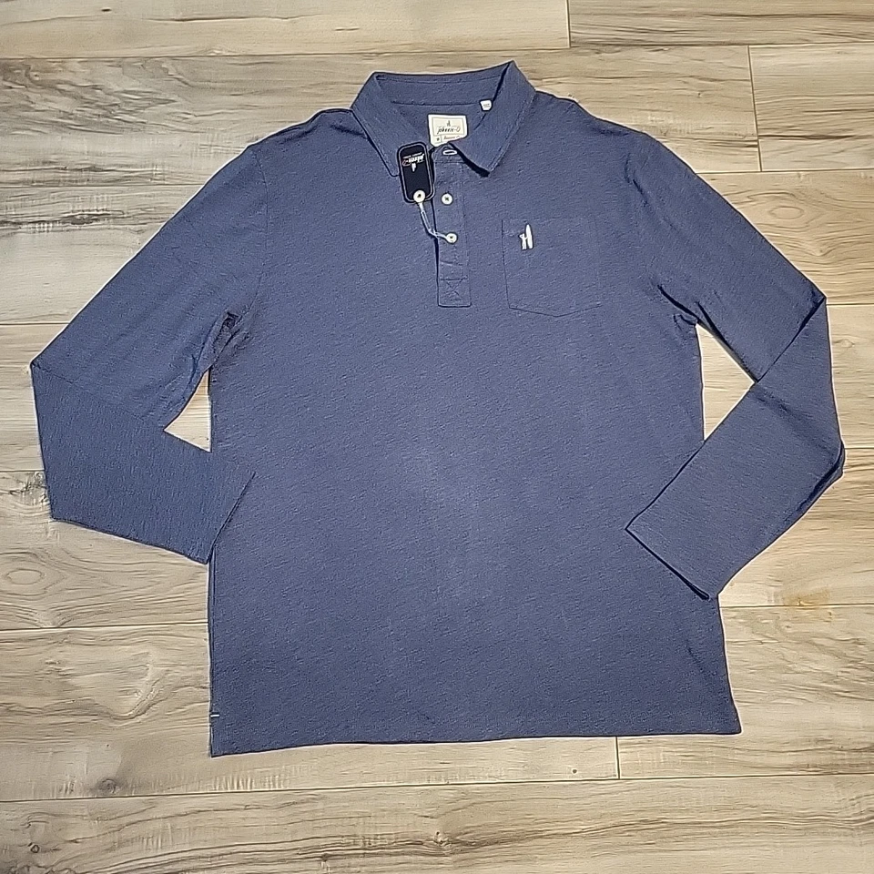 Johnnie-O Cutler Polo Shirt Youth 16 Oceanside Blue Hangin Out Long Sleeve NEW - Image 3 of 4
