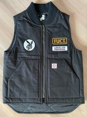 【新品未使用】 FUCT LINED UTILITY VEST FUCT LINED UTILITY VEST Black Quilted Duck Work Vest S Good