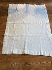 Vintage Acrylic White Baby Blanket with White Satin Edge 46  X 35  