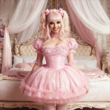 Blush Pink Mini Lolita Wedding Dress Short Puff Sleeves Ruffles Ball Gown