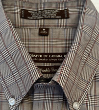 Forsyth Of Canada Plaid Wrinkle Free Men's Long Sleeve Dress Shirt Medium Cotton