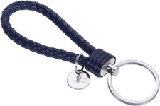 Braided Leather Keychain with Stainless Steel Key Ring Sleeve PU Woven Wristlet