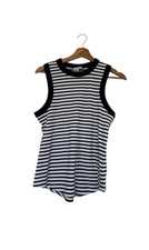 Next Maternity Racer Knit Vest Size 16 Black White Striped Cotton With Elastane