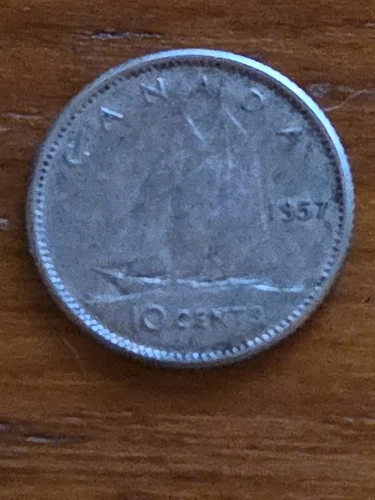 1957 Canada Elizabeth II 10 Cents Dime 80% Silver 10c Canadian  🇨🇦