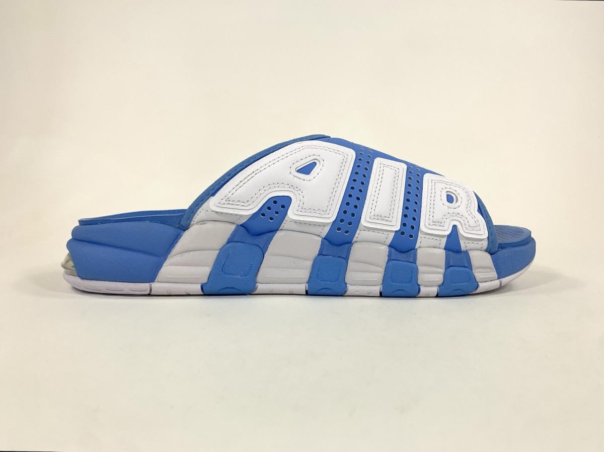 靴 Nike AIR MORE UPTEMPO SLIDE BLUEWHITE 29 Nike Air More Uptempo Slides UNC University Blue White