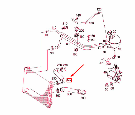 Mercedes-Benz Vito W639 Radiator Hose Upper A6395014382