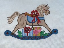 Alexa ROCKING HORSE Hand Painted Needlepoint Canvas Christmas C0217 18 Mesh