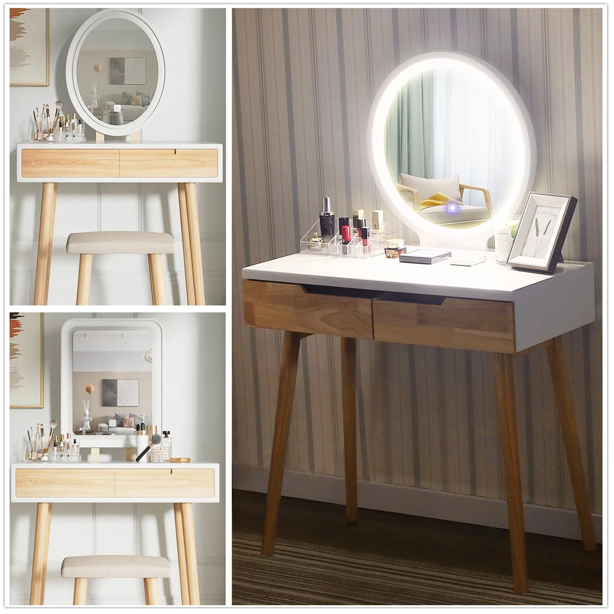 Solid wood makeup vanity set deals