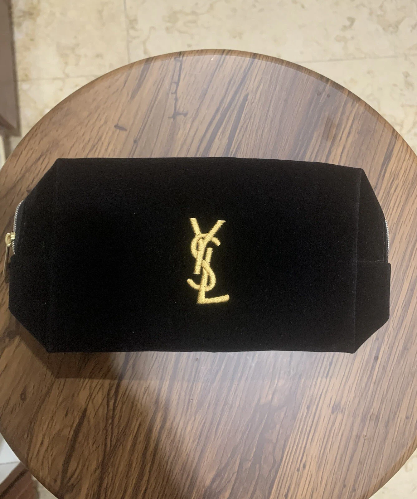 SAINT LAURENT Saint&Laurent SL Beaute borsa per trucco in velluto nero marsupio borsa per cosmetici