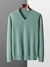New Faux Wool Sweater Men's V-neck Pullover Top Knitted Casual Loose Jacket