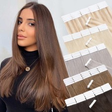 Thick Russian Skin Weft Tape In Real Remy Human Hair Extensions Full Head 24"