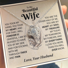 To My Beautiful Wife Necklace from Husband, Mothers Day Romantic Gifts For Her