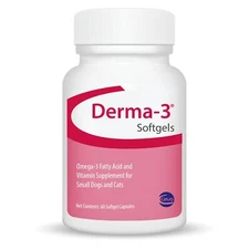 Derma 3 Fish Oil Soft Gels for Dogs and Cats Skin Coat Allergy Health