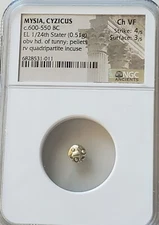 Mysia Cyzicus 1/24th Stater Tunny & Pellets NGC CH VF Ancient Electrum Coin