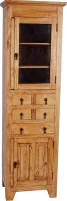 Vitrine Mexico Möbel 57x191x44 cm Landhausstil Glas Massivholz Pinie Honig