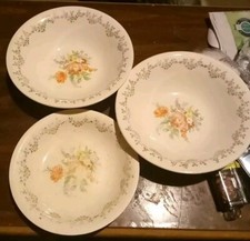 Edwin M.Knowles Semi Vitreous Vtg Wild Rose 2 Large And 1 Smaller Bowl