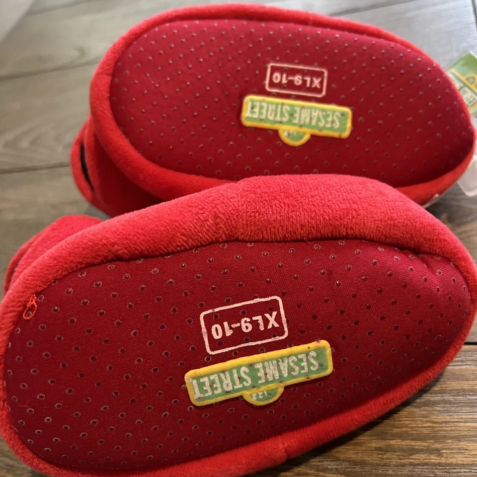 Zapatillas con agarre de suela roja unisex para niños pequeños SESAME STREET Elmo talla grande XL 9-10 Foto 3 de 3