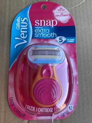 2 Pack Gillette Venus Snap with Embrace Instant Smooth Razor + Cartridge & Case