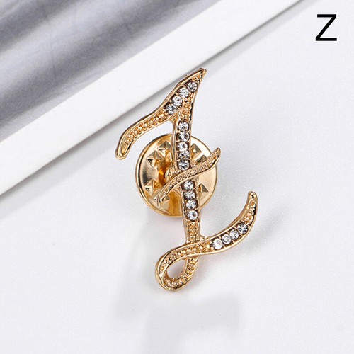 Women Shiny Crystal Rhinestones 26 Letters Brooch Pin Jewelry Wedding/Party Gift - Picture 34 of 34