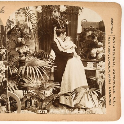 Newlyweds Alone At Last Stereoview c1895 Husband & Wife Ready to Make Out B2475