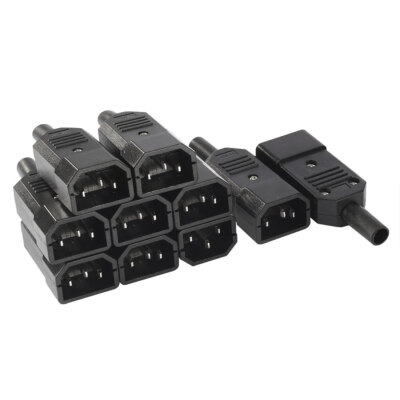 AC250V 10A 3 Anschlüsse IEC320 C14 Steckdosenadapter Gerätestecker, 10 Stück