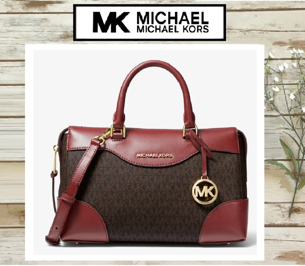 Michael Kors Maya Logo and Leather Satchel 100 Authentic for