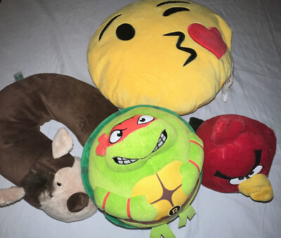 Stuffed Animal 4 Pc Bundle - ninja turtle Raphael, Angry Birds, emoji ...
