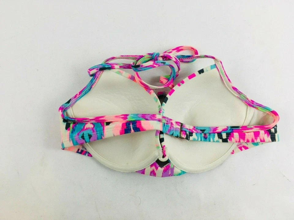 Top de bikini Xhilaration para mujer talla mediana multicolor estilo halter y corbata Foto 3 de 4