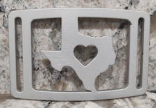 GRIP6 BELT BUCKLE - I LOVE TEXAS - SILVER GRANITE - 1.5 INCH WIDE