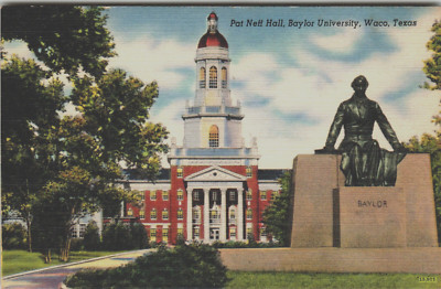 Postcard TX Pat Neff Hall Baylor University Waco Linen