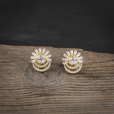 Fashion Stud Earrings Cubic Zirconia Gold Plated Earring Ear Jewelry for Women