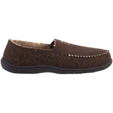 Acorn Men's Crafted Moc Slippers Suede and Faux Wool, Walnut, Large A19016WALML