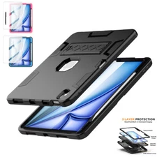 For iPad Air M2/M3 11"/5th/4th 10.9" Hard Shockproof Heavy Duty Stand Case Cover