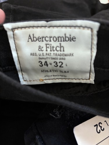 Abercrombie Fitch Jeans Mens 34/32 Black Athletic Slim Fit Denim Stretch - Picture 3 of 5