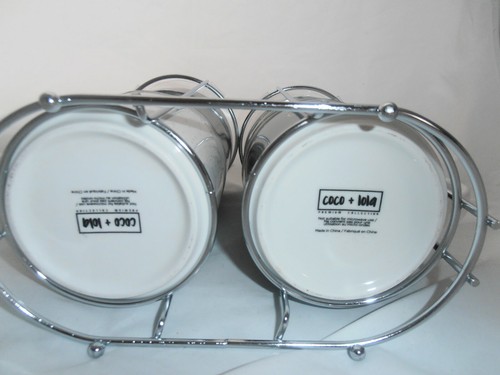 Set of 4 Farmhouse white black Mr Mrs His Hers 10 oz mugs chrome rack Wedding - Picture 8 of 10