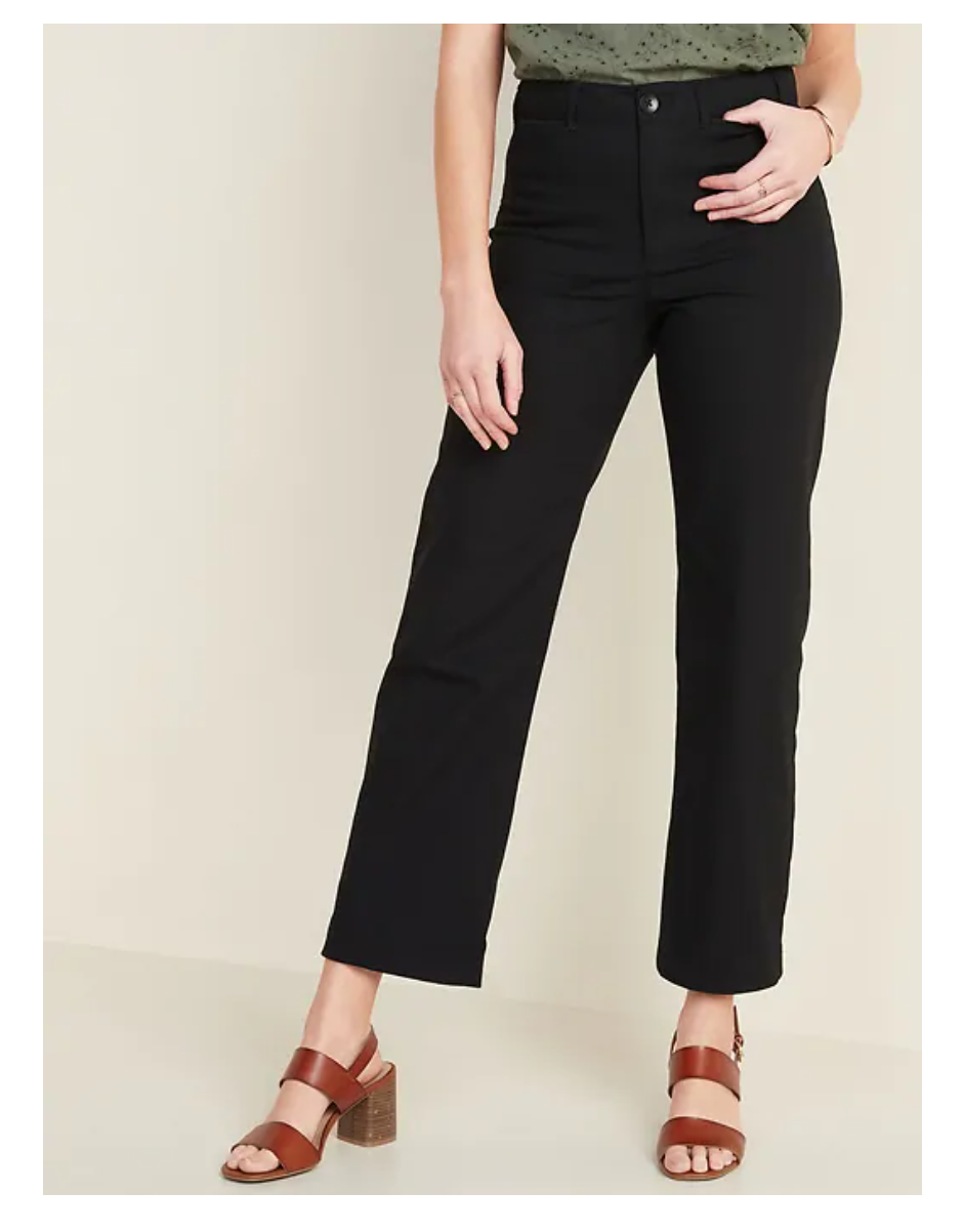 Old Navy Women High-Waisted Slim Wide-Leg Chinos Black Jack Size Tall M  #551159 | eBay