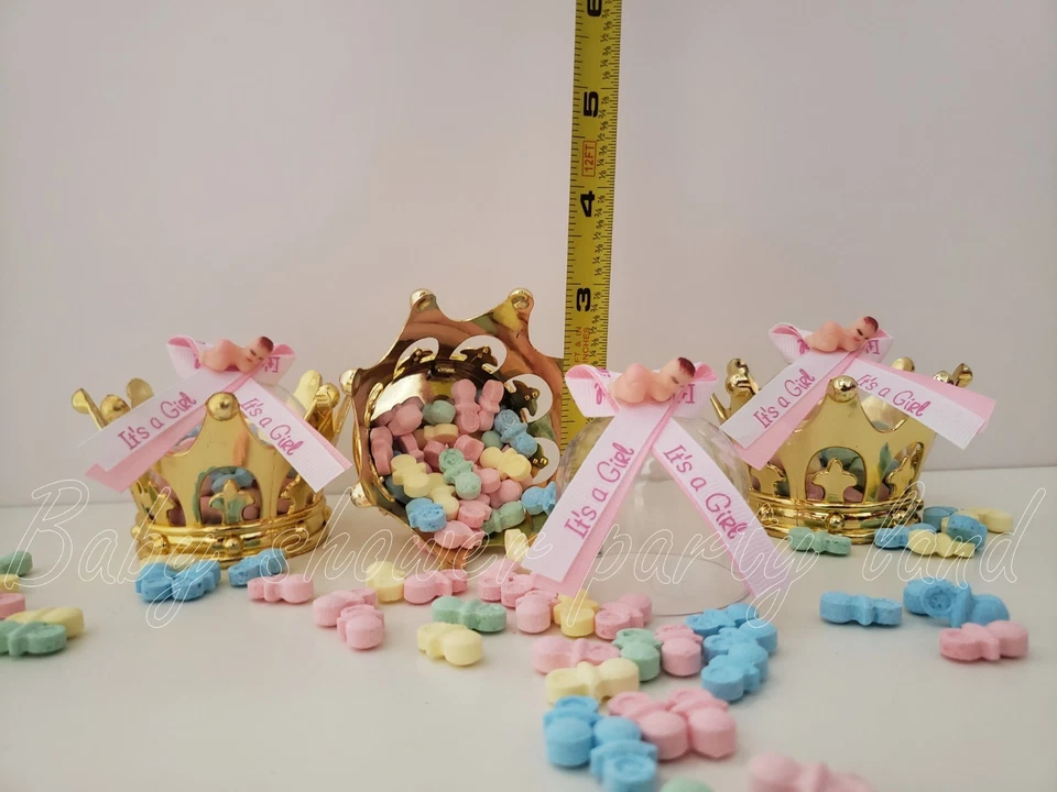 12 Coronas Rellenables de Oro Princesa Baby Shower Its a Girl Favores Premios Decoración Foto 2 de 4
