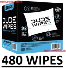 DUDE Wipes XL Flushable Fragrance-Free 480ct Moisturizing with Aloe Vitamin E B5