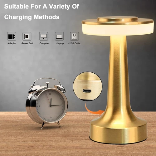 Dimmbar Akku Tischleuchte Touch Tischlampe LED Lampe USB Innen & Außen Kabellos - Bild 4 von 15