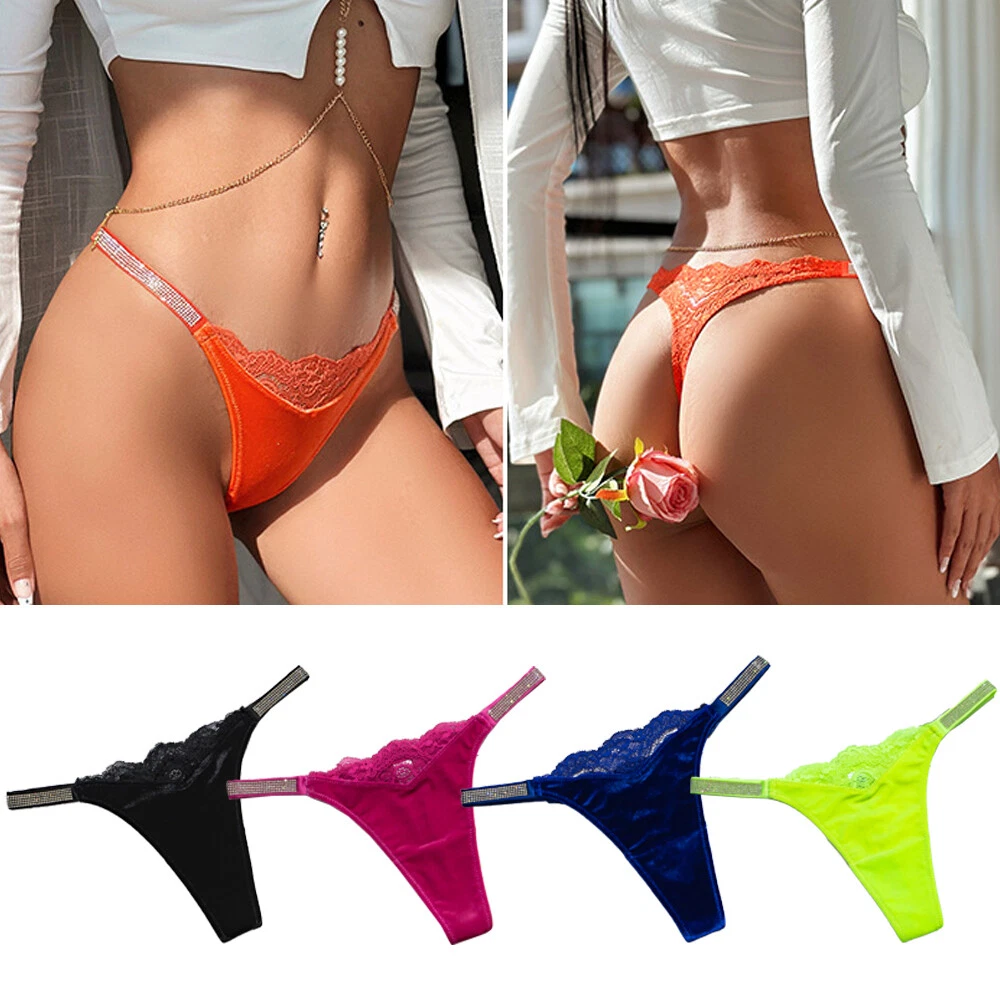 Sexy Low Rise G-string Thong Lace Rhinestone Panties Briefs Underwear  Fashion