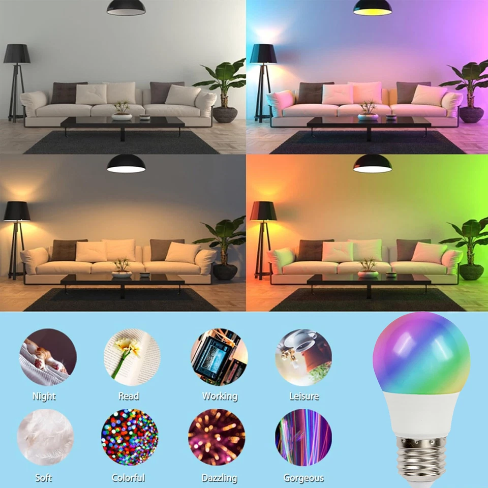 4 PCS 16 Colorful RGBW LED Light Bulb E27 Bright Party Disco Club Lamp w/ Remote - Image 3 of 4