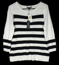 Cable Gauge Women's Ivory Black Sweater Size S