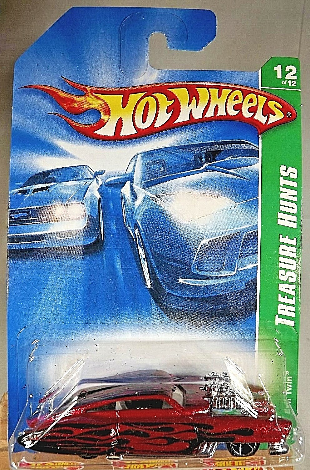 2007 Hot Wheels #132 Treasure Hunts 12/12 EVIL TWIN Dark Red w/Chrome OH5 Spokes