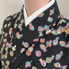 JAPANESE KIMONO FINE PATTERN 154 cm 5' 1" SYNTHETIC FIBER VINTAGE ANTIQUE I208