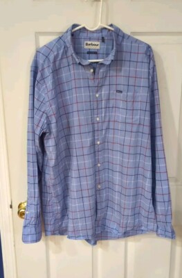 Barbour Mens XL Blue Tailored Fit Button Down Cotton Shirt