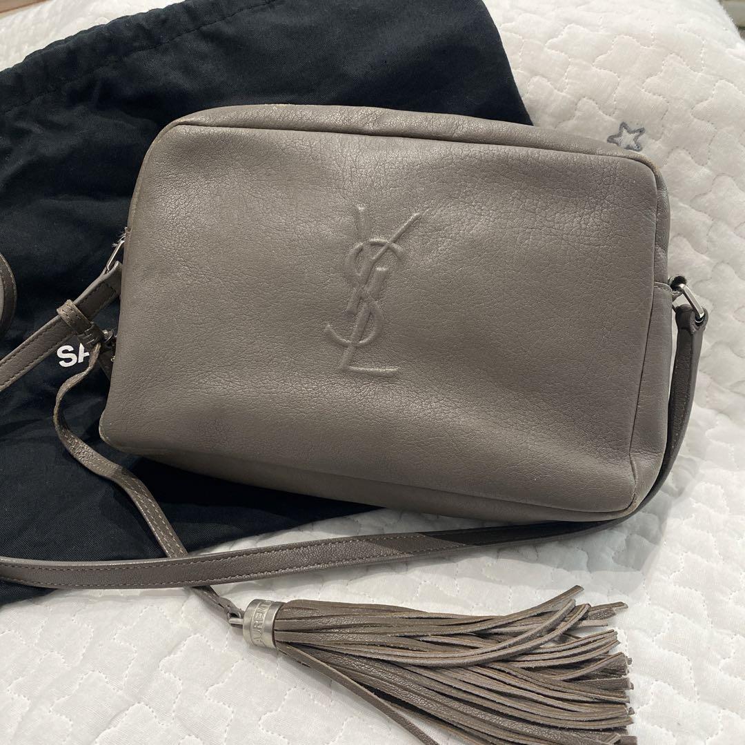 Borsa a tracolla originale Saint Laurent YSL logo donna con nappa grigia dal Giappone
