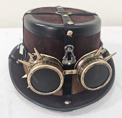 Gothic Steampunk Top Hat with Goggles Costume Accessory Head Gear Halloween 