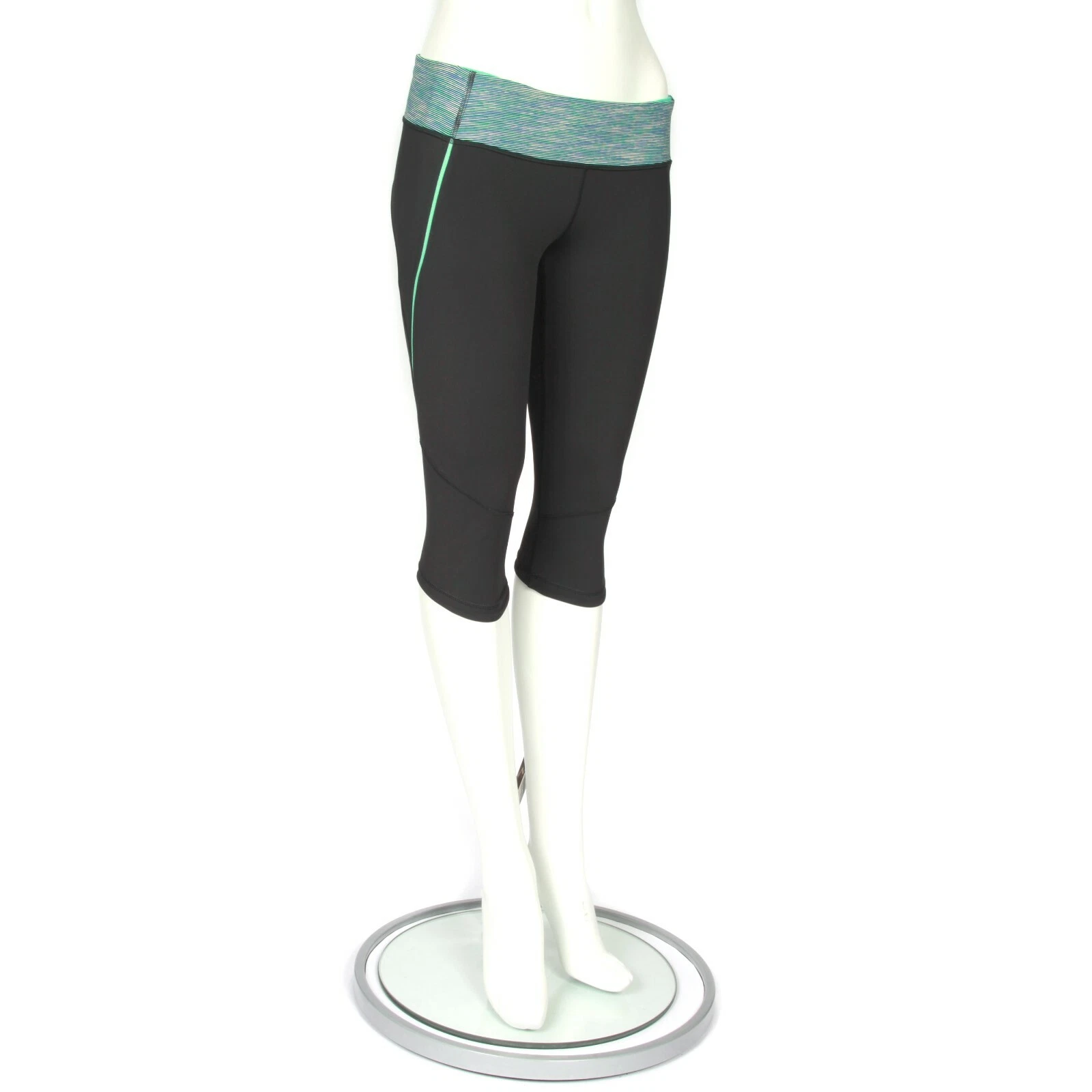 LULULEMON Crop Leggings Blue-Green Sea Breeze on Black size 8 - INV 5730